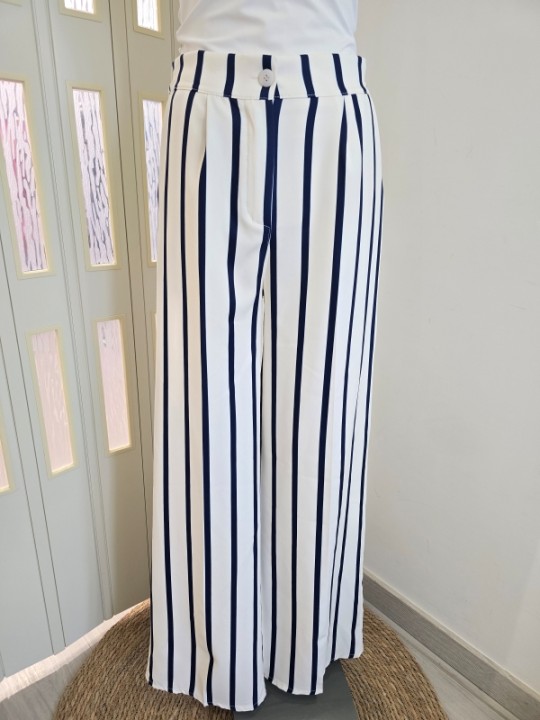 Tailleur A Righe Bianco/Blu