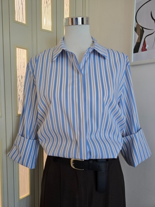 Camicia A Righe Bianca/Azzurra