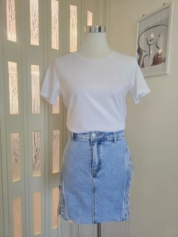 Gonna Denim Chiaro Con Catene