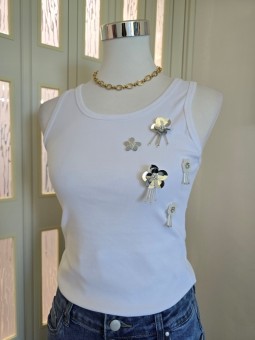 Canotta Bianca Con Fiori