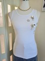 Canotta Bianca Con Fiori