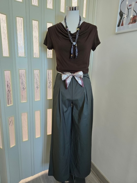 Pantalone Verde Cintura Foulard