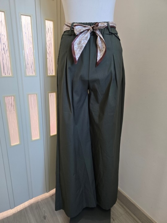 Pantalone Verde Cintura Foulard