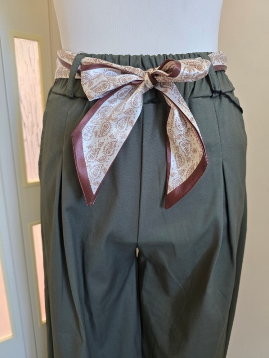 Pantalone Verde Cintura Foulard