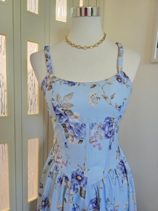 Abito Azzurro Fiori Blu