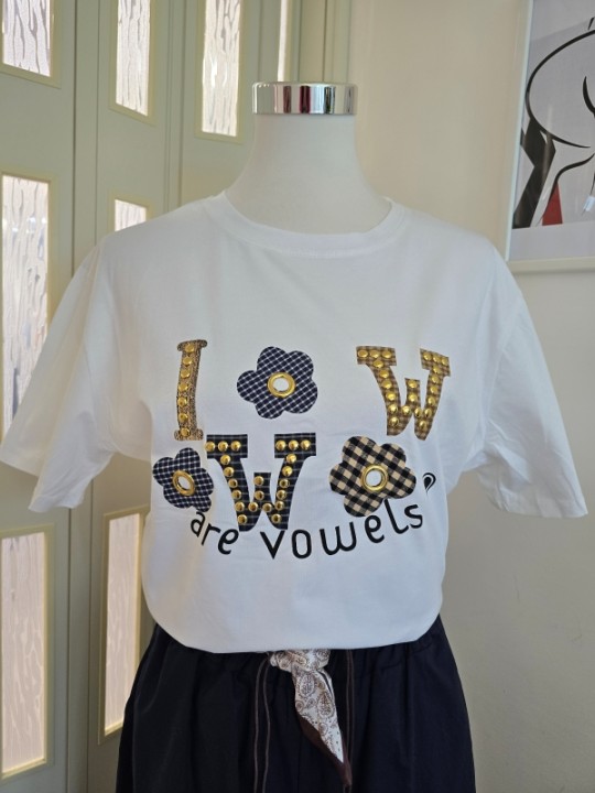 T-Shirt W Fiori Bianca