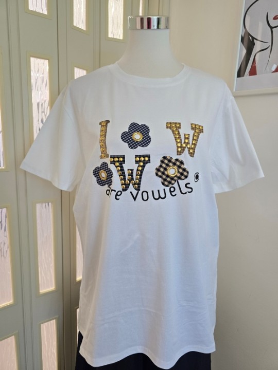 T-Shirt W Fiori Bianca