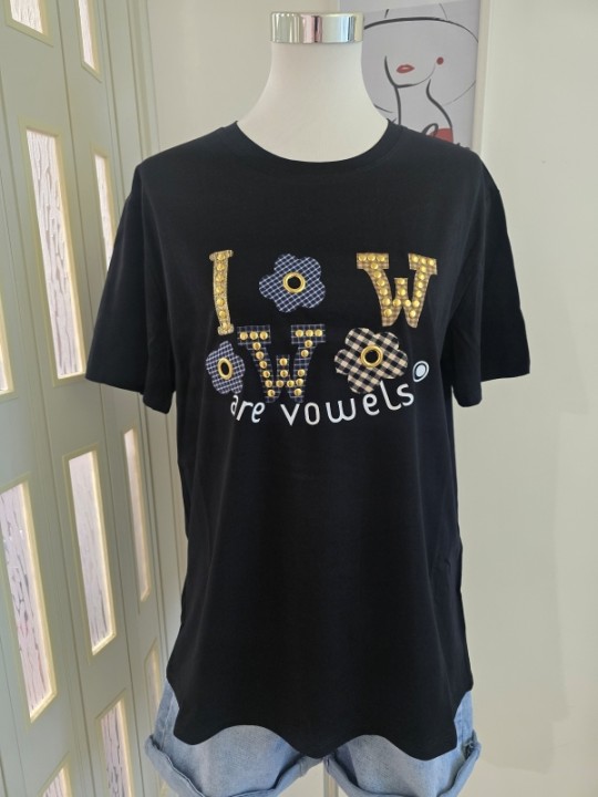 T-Shirt W Fiori Nera