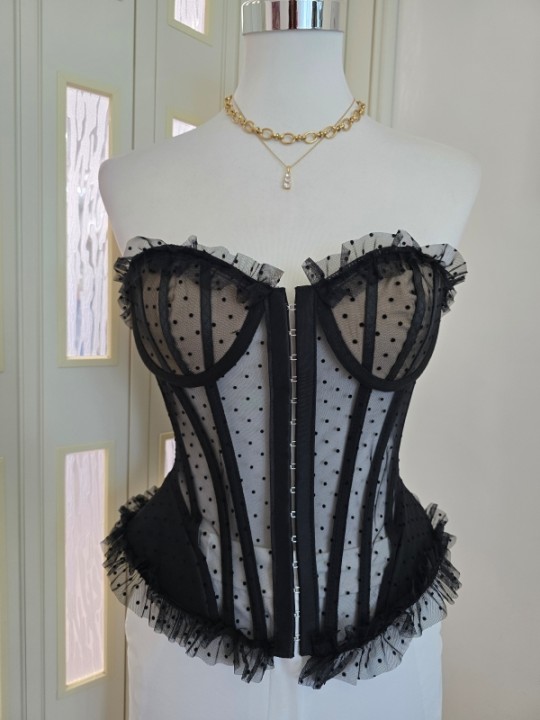 Corsetto Nero a Pois