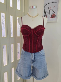 Corsetto Bordeaux Floreale