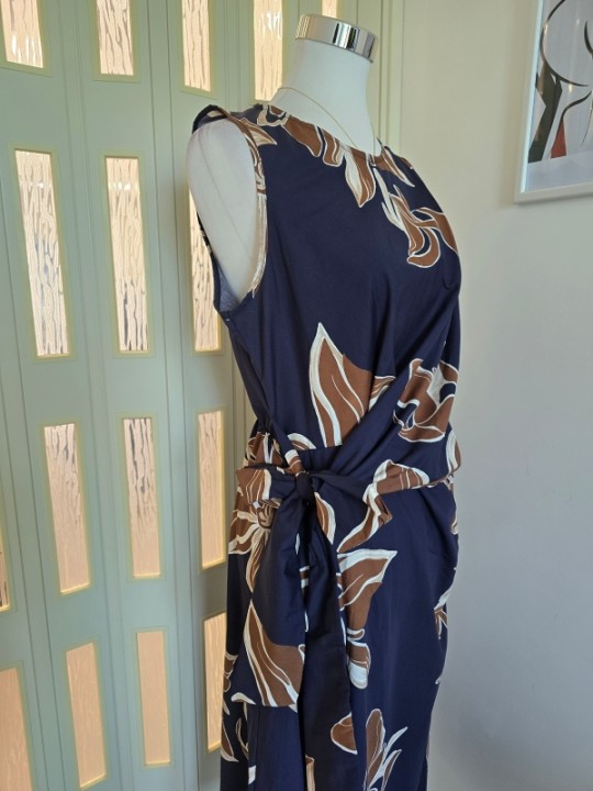 Abito Foglie Blu&Marrone
