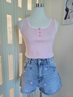 Shorts Di Jeans Fiori Colorati