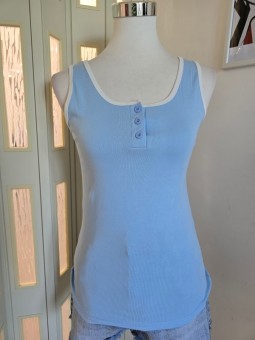 Canotta Con Bottoncini Azzurra