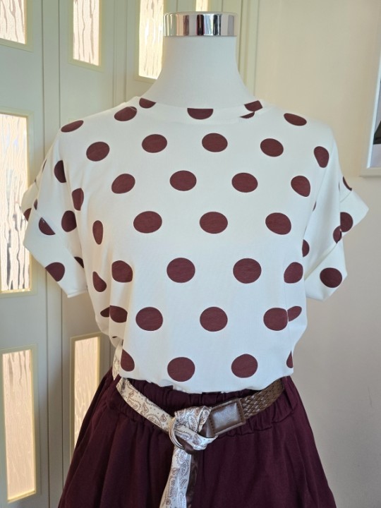 T-shirt A Pois Bordeux