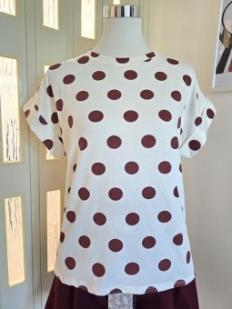 T-shirt A Pois Bordeux