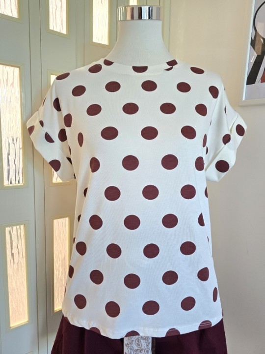 T-shirt A Pois Bordeux