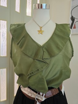 Blusa Verde Volant