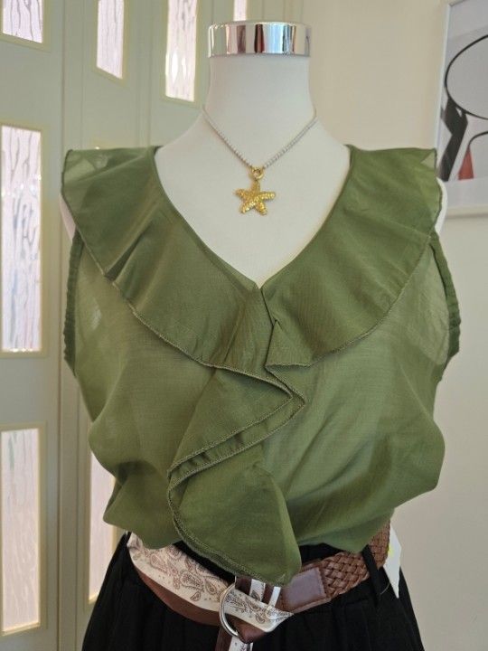 Blusa Verde Volant
