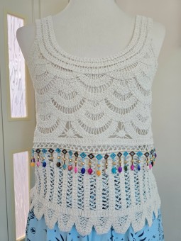 Top In Maglia Bianco Con...