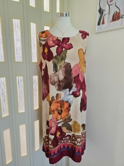 Abito Beige Fiori Colorati