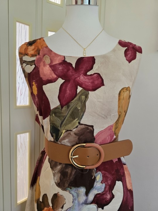 Abito Beige Fiori Colorati