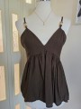 Top Marrone Con Perline