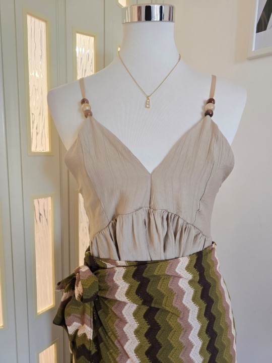 Top Beige Con Perline