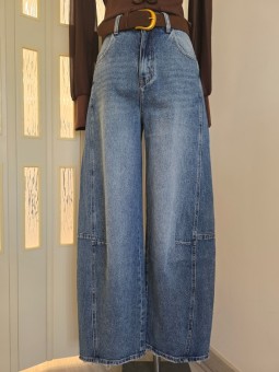 Jeans Barrel Cintura Marrone