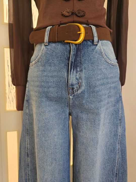 Jeans Barrel Cintura Marrone