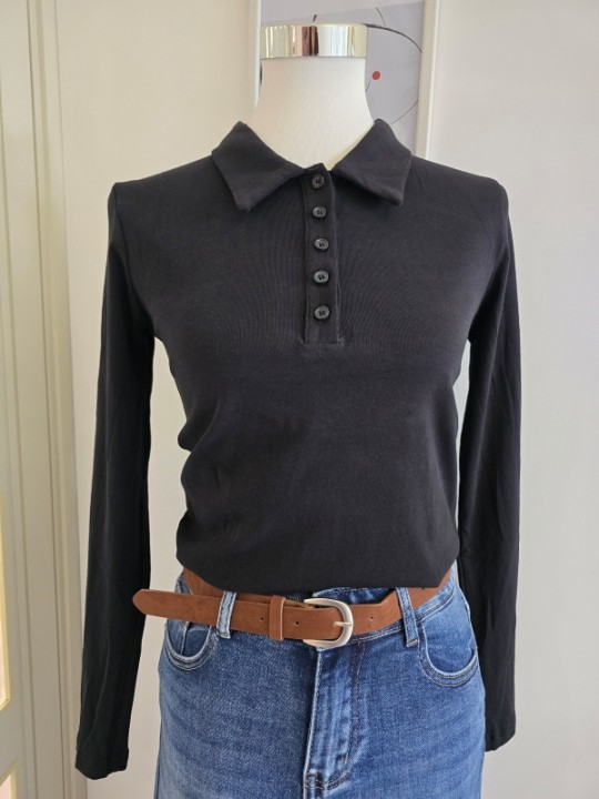 Maglia Bottoncini Basic Nera