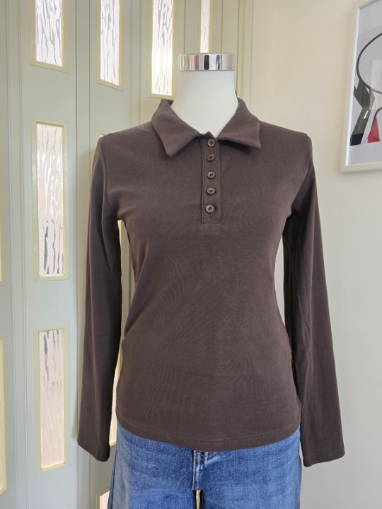 Maglia Bottoncini Basic Marrone