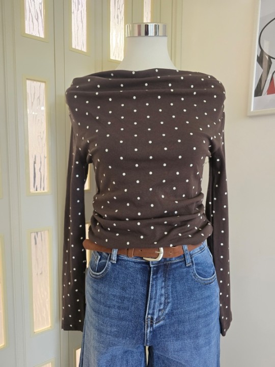Maglia a Pois Marrone