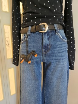 Jeans Straight con Cane