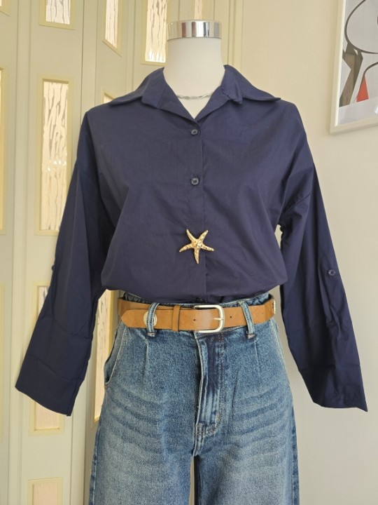 Camicia Blu Con Stella