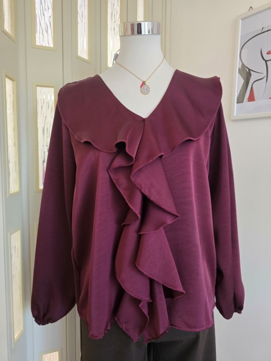 Blusa Con Ruche Bordeaux