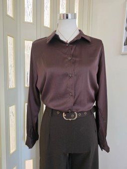 Camicia Satin Marrone