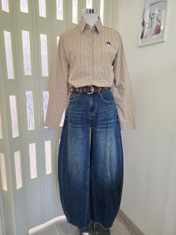 Jeans Barrel Cintura Marrone