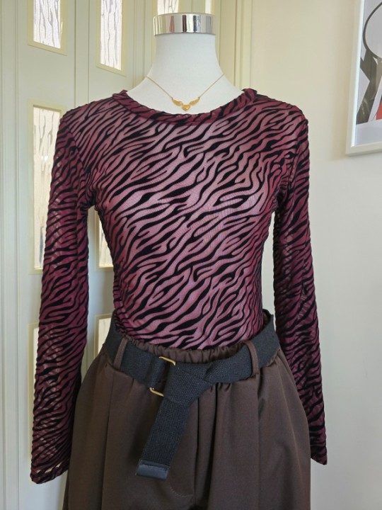 Body Zebrato Girocollo Bordeaux