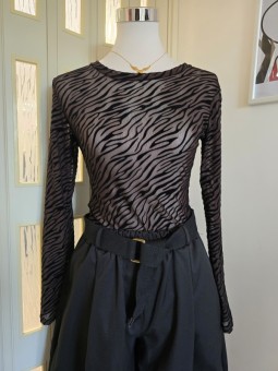 Body Zebrato Girocollo Marrone