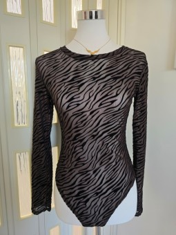 Body Zebrato Girocollo Marrone