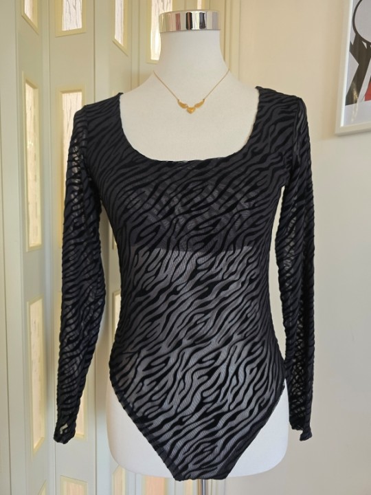 Body Zebrato Scollo Quadrato